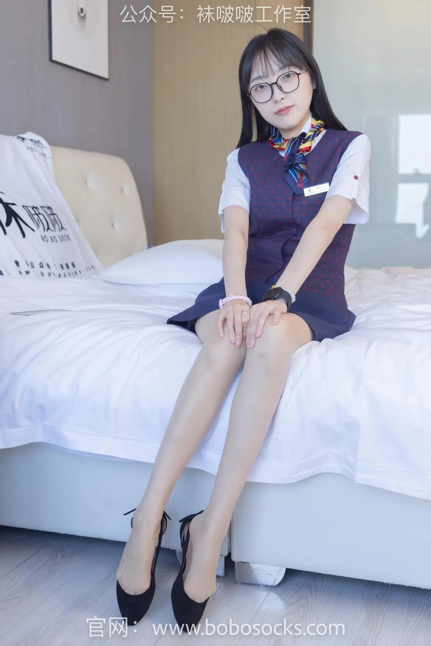 [BoBoSocks袜啵啵]NO.115 稚予-平底鞋、肉丝、空姐制服 [136P]插图5